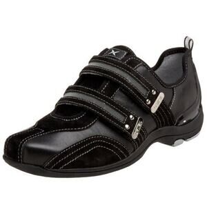 Aetrex Women's ES80W Abbey Double Strap Black Leather Sneaker Size 7.5